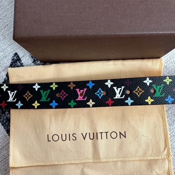LOUIS VUITTON Multicolor Murakami Black Ceinture Care Belt 33.5""-37.4"" - Picture 4 of 10